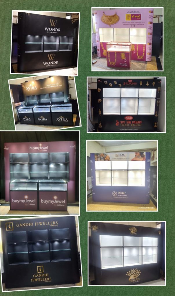 Wide body Magnetic Backdrop with Shelves for Jewelry Exhibitions