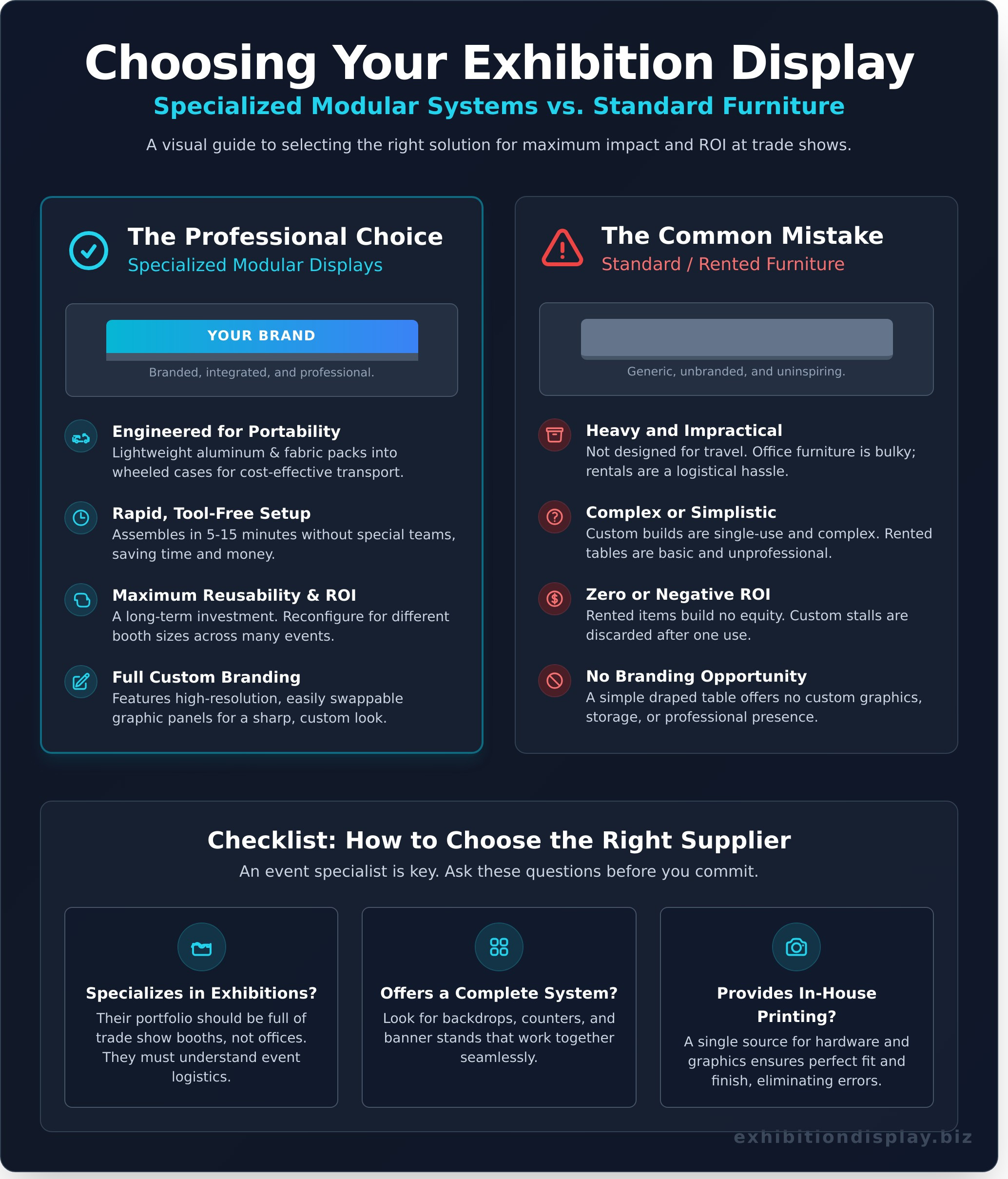How to Choose Modular Furniture Suppliers for Your Exhibition Booth - Infographic